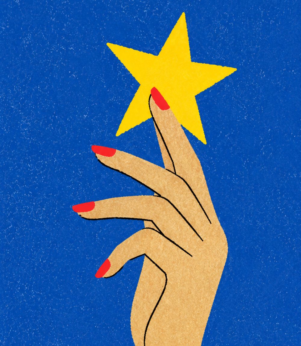 Ilustracja dłoni sięgającej po żółtą gwiazdę